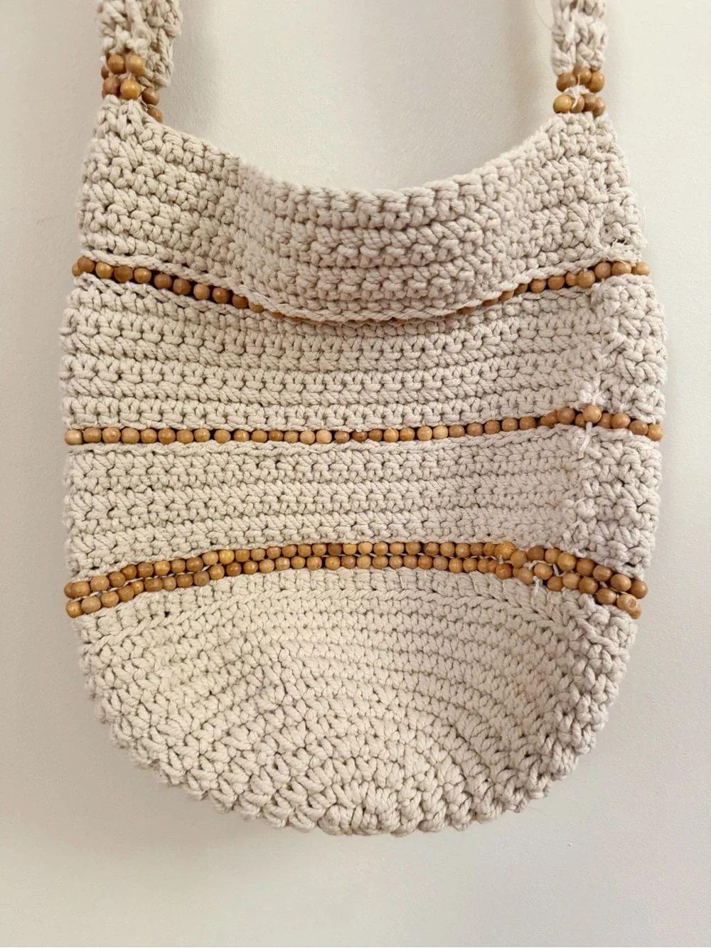Free People Meet Me In Mallorca Crossbody Bag Cream Brown Beaded